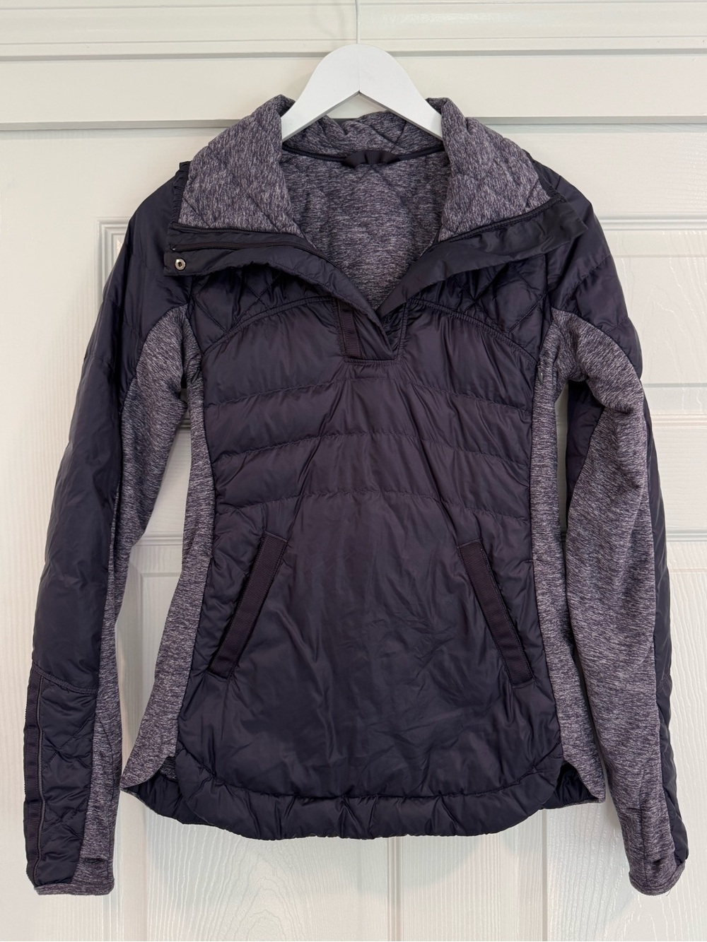Lululemon Down For A Run Quilted Goose Down Black Grape Purple Pullover